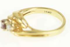 14K Yellow Gold Natural Ruby Diamond Bypass Engagement Ring