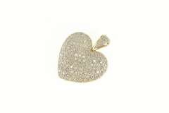 10K White Gold 0.75 Ctw Pave Diamond Encrusted Heart Pendant