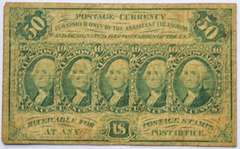 First Issue  50 Cent Fractional Currency Note