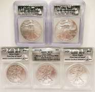 5 MS70 ASE silver coins
