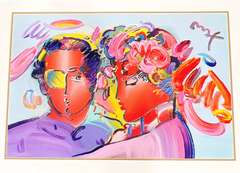 Peter Max, Original Painting, Mixed Media on Paper- Zero In Love