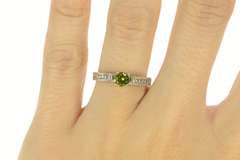 14K White Gold Peridot Diamond Accent Channel Engagement Ring