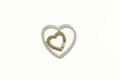 Sterling Silver 14k Gold Two Tone Diamond Hearts Love Pendant