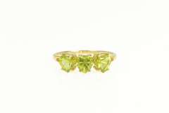 14K Yellow Gold Peridot Three Stone Heart Love Symbol Ring