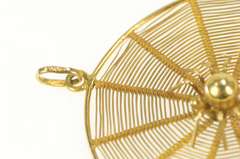 18K Yellow Gold 3D Elaborate Woven Spider Web Halloween Charm/Pendant