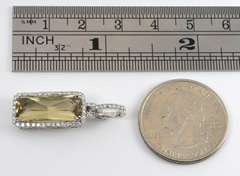 Elegant Lemon Quartz & Diamond Pendant in 14K WG