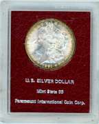 1891 Morgan Silver Dollar in Redfield MS65 Holder