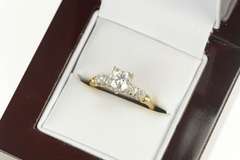 14K Yellow Gold 0.80 Ctw 1940's Diamond Classic Engagement Ring