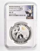 MS70 2018-Z China 1 Oz .999 Fine Silver Panda-Jade Ed. Moon Fest. NGC