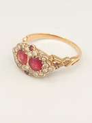 Antique 14kt Solid Yellow Gold, Ruby, and Diamond Ring