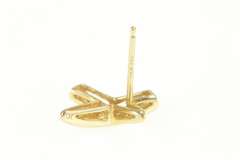 14K Yellow Gold Diamond X Criss Cross Classic Stud Earrings