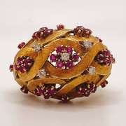 Stunning 18kt Solid Yellow Gold, Ruby, & Diamond Cocktail Ring