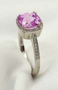 Classy Pink Sapphire & Diamond Ring in 14K WG