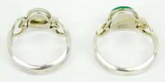 Moonstone & Malachite Sterling Silver Heart Rings
