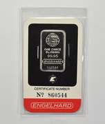 Engelhard 1 Ounce .999 Fine Platinum Bar - COA