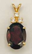 14kt Solid Yellow Gold, Garnet, & Diamond Pendant