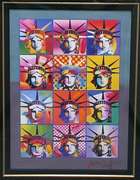 Extremely Rare and large original painting by Peter Max. "Liberty and Justice for all"