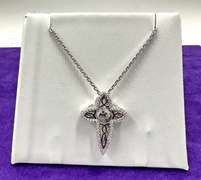 Sterling silver Cross dancing stone pendant in Silver