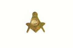 10K White Gold G Masonic Enamel Compass Square Lapel Pin/Brooch