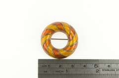 Sterling Silver 1960's Vintage Orange Enamel Swirl Wreath Pin/Brooch