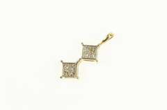 14K Yellow Gold Square Invisible Princess Diamond Cluster Pendant