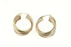 Sterling Silver 35mm Tri Tone Twist Statement Hoop Earrings