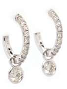 New 0.66ctw Diamond Bezel Set Hoop Drop Earrings in 14K