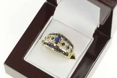 14K Yellow Gold Oval Natural Sapphire Diamond Engagement Ring