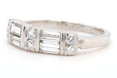 Vintage 0.58ctw Baguette and Round Diamond Ring in Platinum