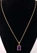 Sensational Amethyst Pendant Necklace in 14K Yellow Gold
