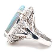 New 10.92ct Black Opal and 0.78ctw Diamond Frame Ring in Platinum