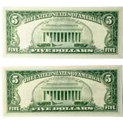 2 CH CU 1953 $5 Red Seal US Notes