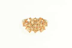 10K Yellow Gold Oval & Round Orange Topaz Cluster Statement Ring