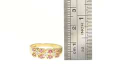 10K Yellow Gold Ruby Diamond Tiered Statement Band Ring