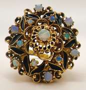 Vintage 14kt Yellow Gold & Opal Cocktail Ring