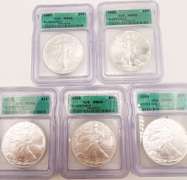 5 MS69 ASE silver coins