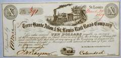 CH CU $10 Terre Haute Alton & St Louis Railroad Company Note