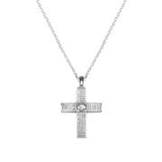 Beautiful Platinum over Sterling silver Cross center stone Dancing pendant