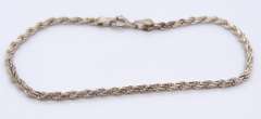 Set of Vintage Italian 925 Sterling Silver Rope Chain Necklace and Matching Bracelet