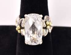 Sterling Silver Ring With Large White Topaz