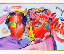 Peter Max, Original Painting, Mixed Media on Paper- Zero In Love