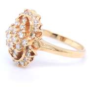 Dazzling Yellow Gold Diamond Cluster Ring