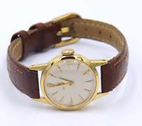 Vintage Omega Round Face Manual Wind Brown Leather Band Watch
