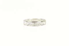 14K White Gold Princess Seven Stone Travel CZ Wedding Band Ring