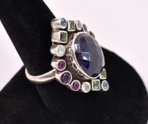 Multi-gem Sterling Silver Ring