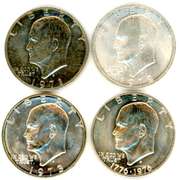 4 S-Mint Eisenhower Dollars 1971-1976