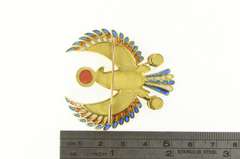 22K Yellow Gold Horus Ancient Egyptian Enamel Falcon Symbol Pin/Brooch