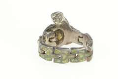Sterling Silver Elaborate Enamel Snake Serpent Screw Back Ring