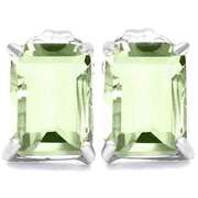 3.53ct GREEN AMETHYST STERLING EARRINGS STUD