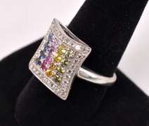 Multi-gem Sterling Silver Ring
